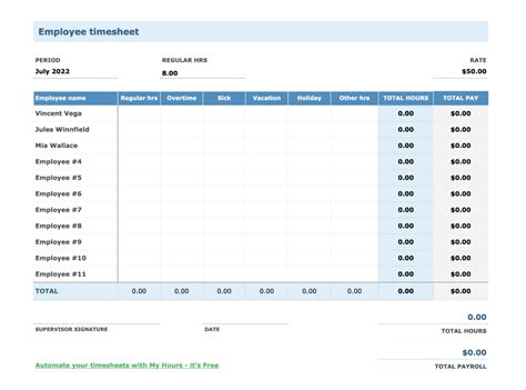 Free Timesheet templates: Excel | Word | PDF | Google sheets