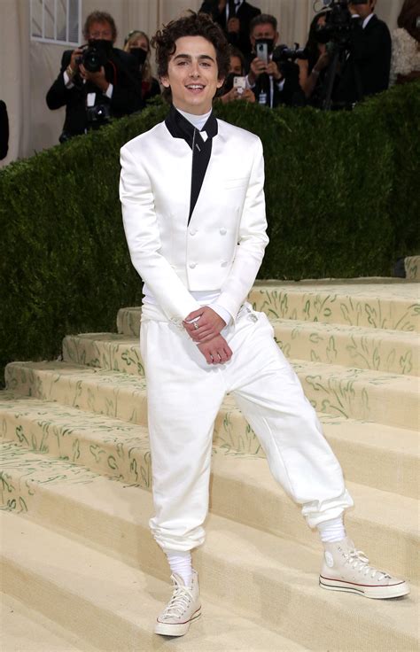 Met Gala 2021: Timothee Chalamet Wears All-White Suit | Us Weekly