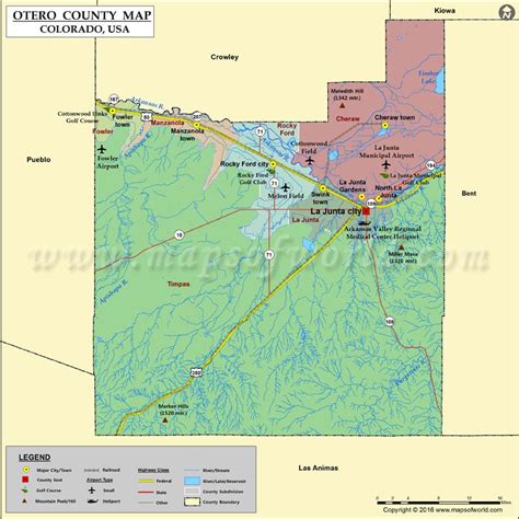 Otero County Map, Colorado | Map of Otero County, CO