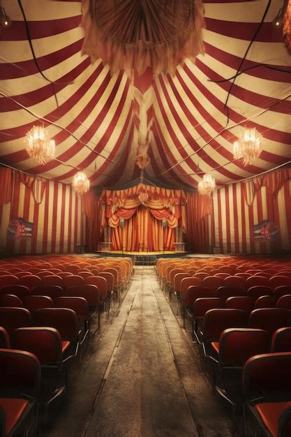 Premium AI Image | Circus tent interior with rows of empty seats ...