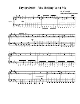 Taylor Swift You Belong With Me Sheet Music