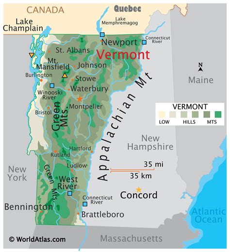 Vermont Map / Geography of Vermont/ Map of Vermont - Worldatlas.com