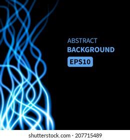 Abstract Blue Fire Flames On Black Stock Vector (Royalty Free ...