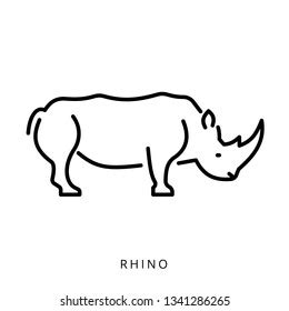 Vector Illustration Black Rhino Outline African Stock Vector (Royalty ...