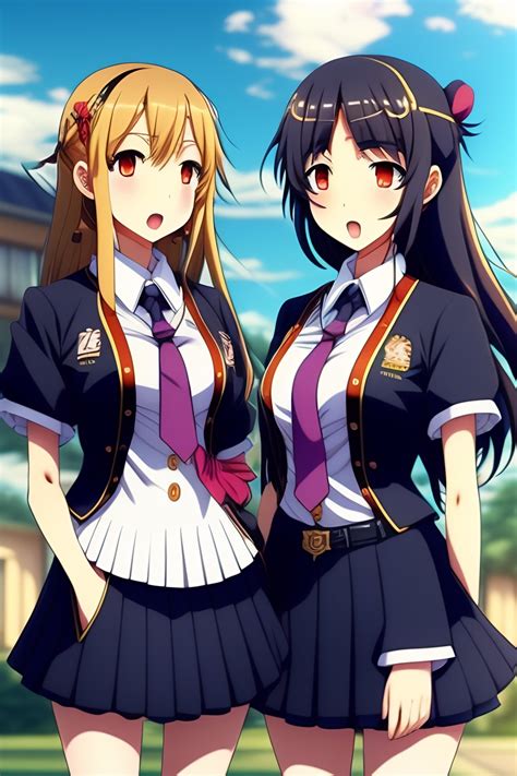 Lexica - Two anime girls, school uniform