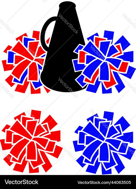 Set of colorful pom poms megaphone cheerleading Vector Image