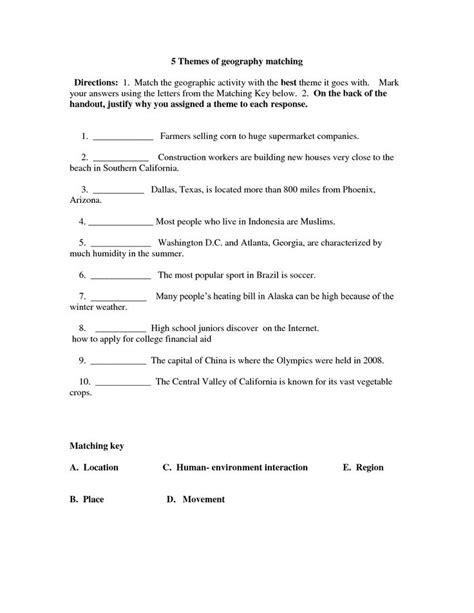 5 Themes of Geography Worksheets | Geography worksheets, Five themes of ...