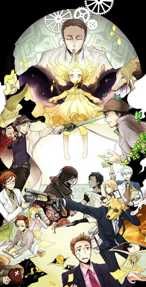 an anime character surrounded by other characters