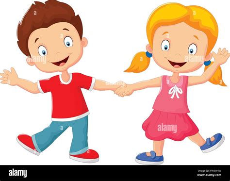 Cartoon little kids holding hand Stock Vector Image & Art - Alamy