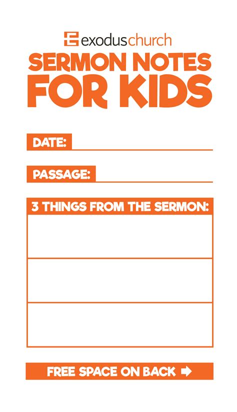 Sermon Notes For Kids! - Exodus Belmont