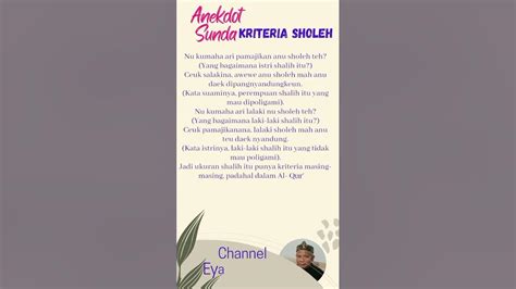 ANEKDOT SUNDA: 'Kriteria Shalih' (Gapai Sukses Bahagia) - YouTube