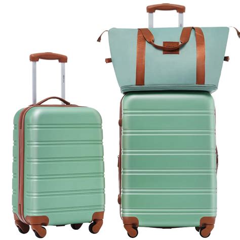 Green Suitcase Trunks Set 2 Piece Luggage Set Hardside Lightweight ...