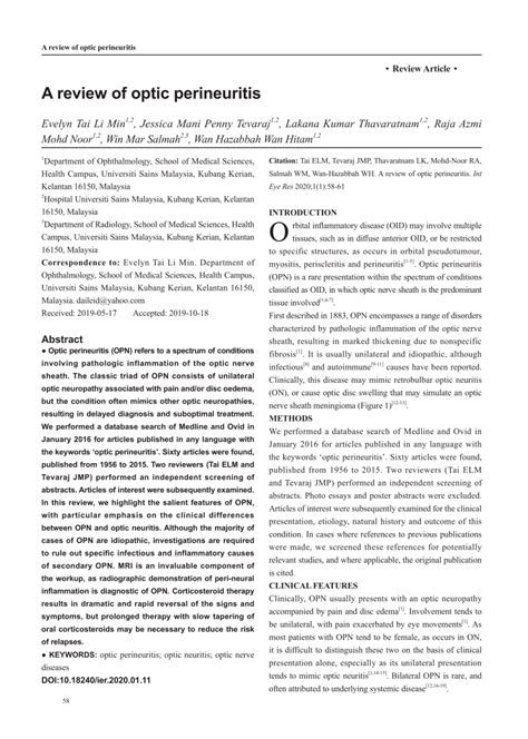 (PDF) A review of optic perineuritis