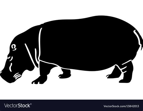 Isolated hippo silhouette Royalty Free Vector Image