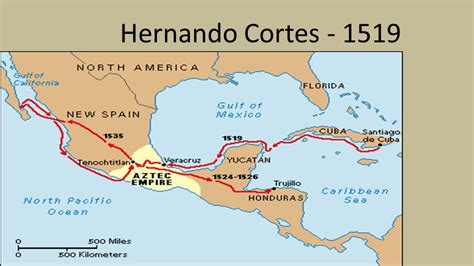 Hernan Cortes Explorations Map