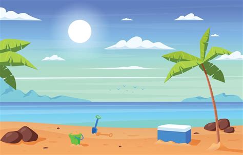 fondo de paisaje de dibujos animados de playa 6823045 Vector en Vecteezy