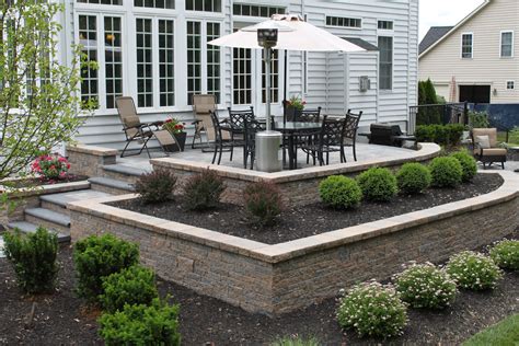 Raised Patio with Planter Boxes and Retaining Wall