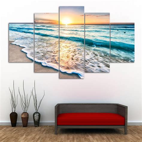 [45% OFF] Sunset Beach Print Split Canvas Wall Art Paintings | Rosegal