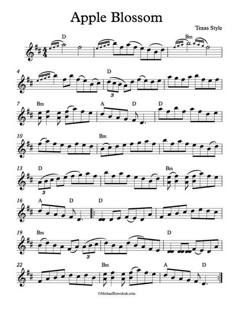 Free Violin Sheet Music – Apple Blossom – Fiddle – Michael Kravchuk