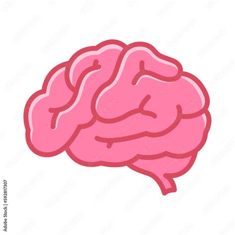 Human brain simple icon, cartoon style brain side drawing. Stock Vector ...