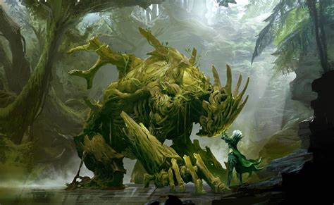 Monster and forest, fantasy art, Guild Wars 2, Caithe, video games HD ...