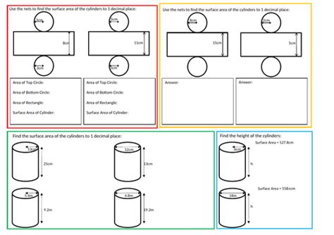 Volume Of A Cylinder Worksheet With Answers Tes - Samuel Gamble's Math ...