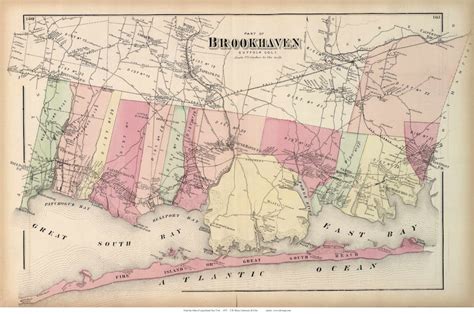 Brookhaven Town South 1873 Old Map Long Island New York With - Etsy