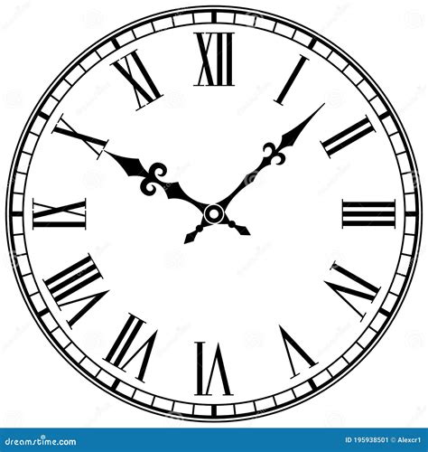 Old Clock Face With Roman Numerals Royalty Free Vector Image 4B0