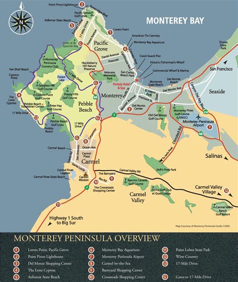 Monterey area tourist map - Ontheworldmap.com