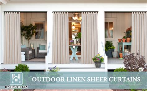 Amazon.com: Outdoor Linen Sheer Curtains for Patio Waterproof - Indoor ...