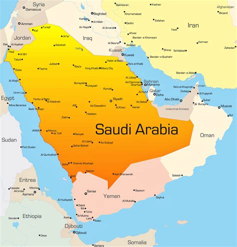 Cities map of Saudi Arabia - OrangeSmile.com