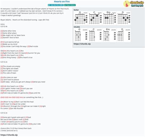 Chord: Hearts on Fire - Bryan Adams - tab, song lyric, sheet, guitar ...