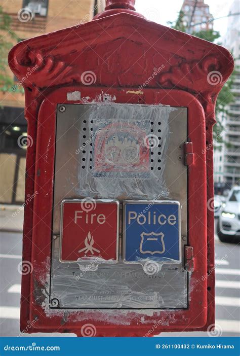 A Red Fire Alarm Box for Fire or Police Editorial Photography - Image ...