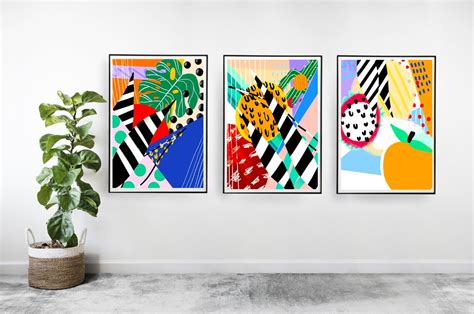 Set of Abstract Colourful Prints Funky Wall Art Unframed - Etsy