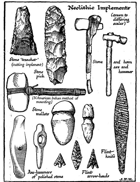 These neolithic tools include; stone mallets and hammers, flint knives ...