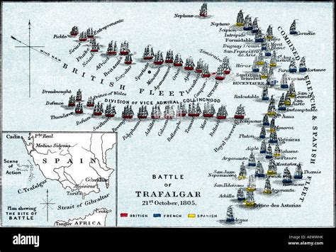 Battle of Trafalgar. Battle plan, 21st October 1805 Stock Photo - Alamy