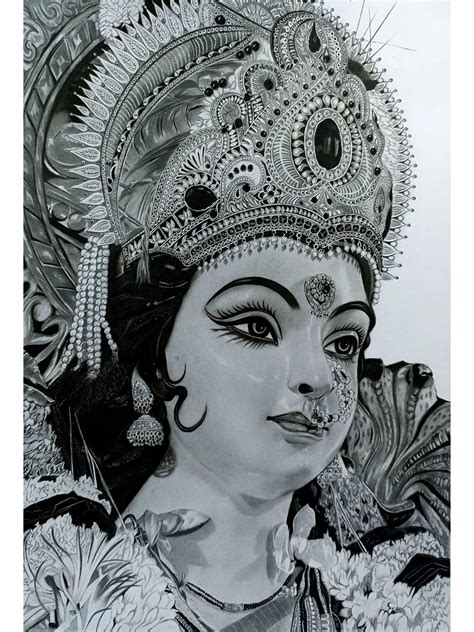 Maa Durga | Graphite and Charcoal On Bristol Paper | Sandhya Pandit ...