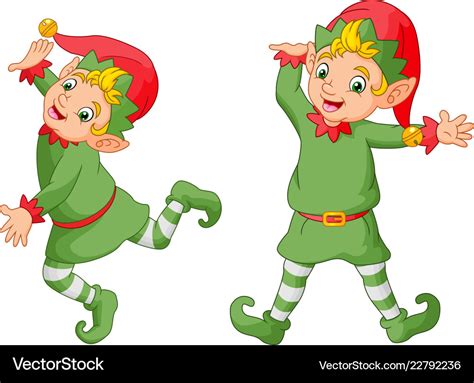 Cartoon christmas elves Royalty Free Vector Image