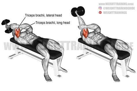 Lying one-arm dumbbell triceps extension - instructions and video