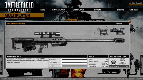 Weapon details - Battlefield: Bad Company 2 | Interface In Game