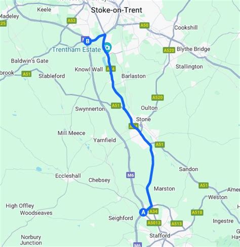 M6 junctions 14 to 15 diversion route - Google My Maps