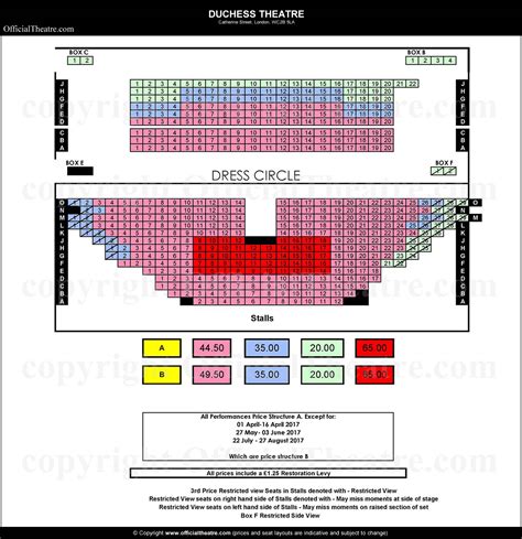 Duchess Theatre London seat map and prices for The Play That Goes Wrong