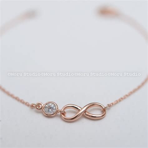 Rose Gold Infinity Bracelet Bridesmaids Gift Crystal - Etsy