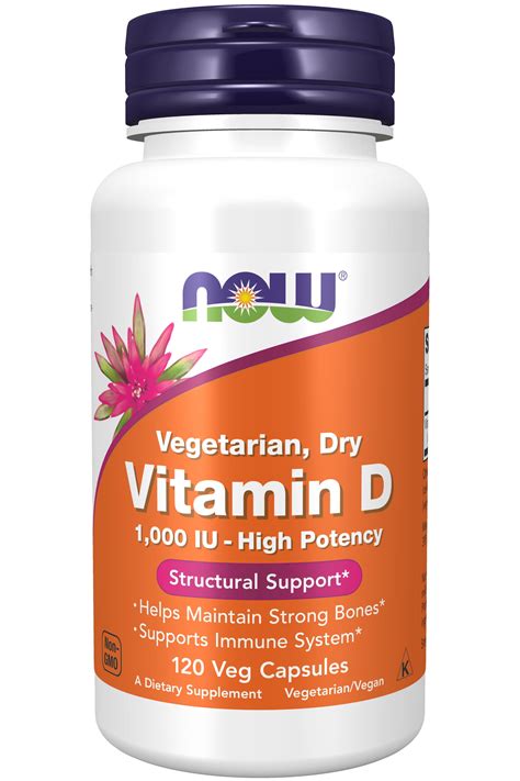 NOW Supplements, Vitamin D 1,000 IU Dry, High Potency, Strong Bones ...