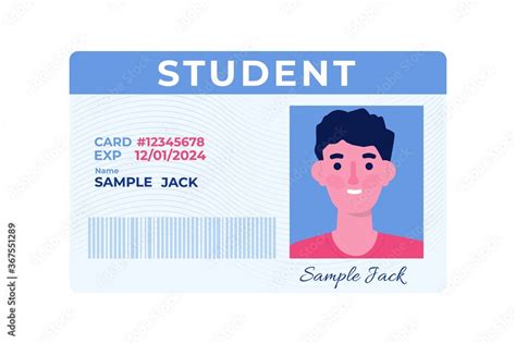 School, Student id card with photo. Vector illustration. Stock Vector ...