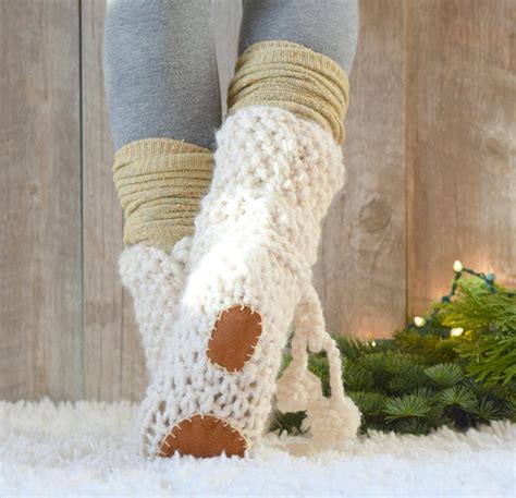 Mountain Chalet Knit Flat Slipper Boots | FaveCrafts.com