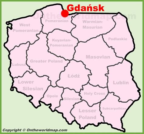 Gdańsk location on the Poland map - Ontheworldmap.com