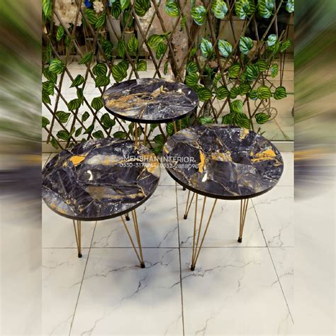 Gemstone Top Marble Table - Mehshan Interiors