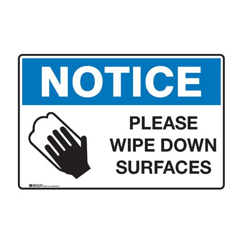 Notice Sign - Please Wipe Down Surfaces