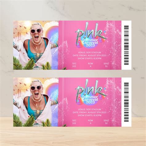 Customizable Surprise Pink Concert Tickets. Summer Carnival - Etsy ...